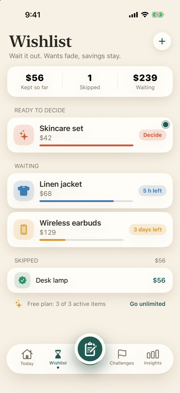 The wishlist with wait timers